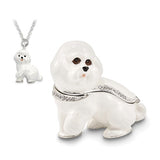 Pewter Bejeweled Bichon Frise Trinket Box Breda
