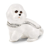 Pewter Bejeweled Bichon Frise Trinket Box Breda