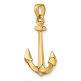 14K Yellow Gold 3-D Anchor Pendant