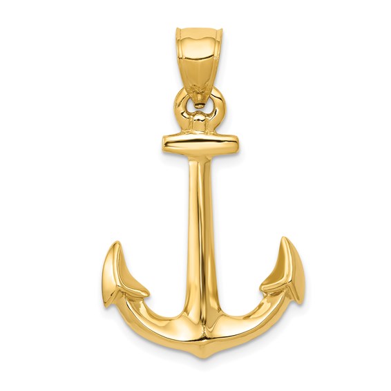 14K Yellow Gold 3-D Anchor Pendant