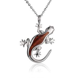 Gecko Pendant with Koa Wood