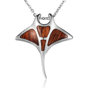 Manta Ray Pendant with Koa Wood