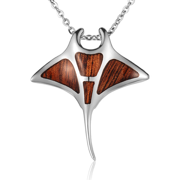Manta Ray Pendant with Koa Wood