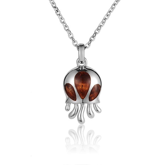 Jelly Fish Pendant with Koa Wood