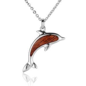 Dolphin Pendant with Koa Wood