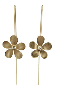 14K Yellow Gold Plumeria Flower Earrings