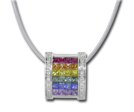 Rainbow Sapphire and Diamond Slide