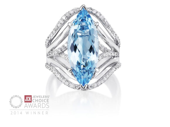 Aquamarine and Diamond Ring