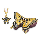 Pewter Yellow Butterfly Box with Matching 18 Inch Necklace