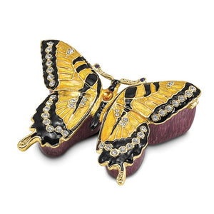 Pewter Yellow Butterfly Box with Matching 18 Inch Necklace