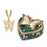 Butterfly on Heart Gift Box with Matching 18 Inch Necklace