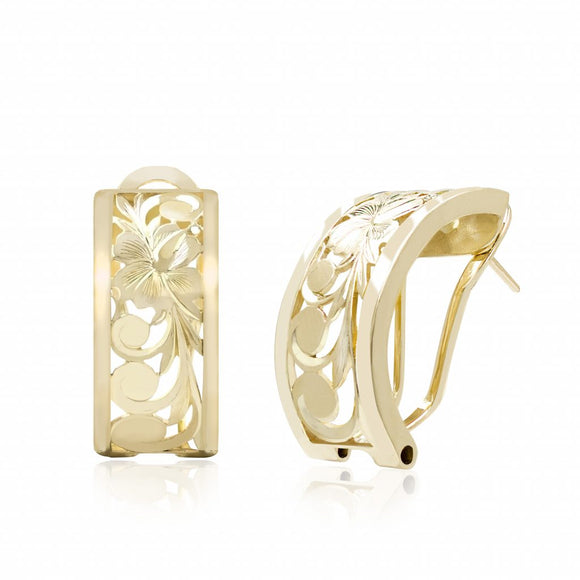 Hawaiian Cut Out Half Hoop Clip Back Earrings