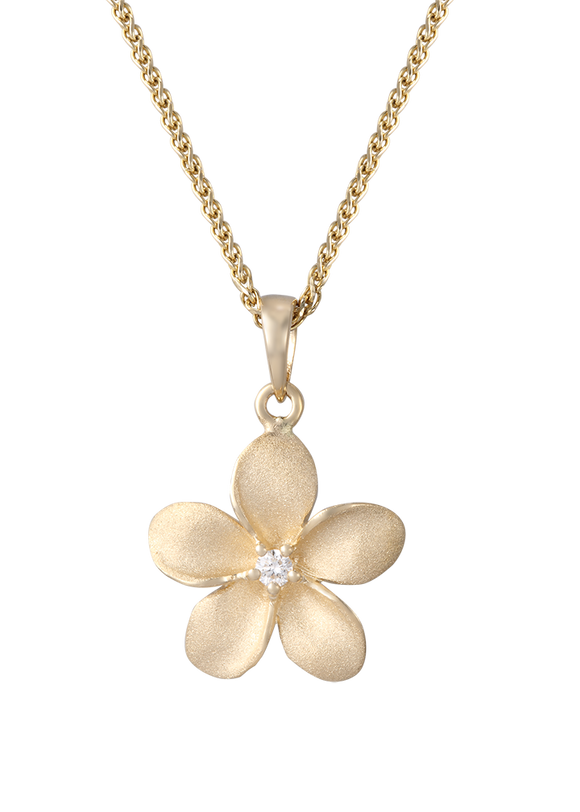 Plumeria Pendant with Diamond