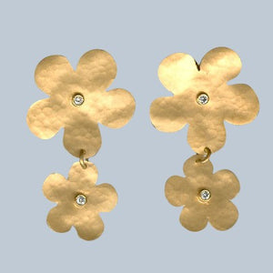 Plumeria Earrings with Diamonds