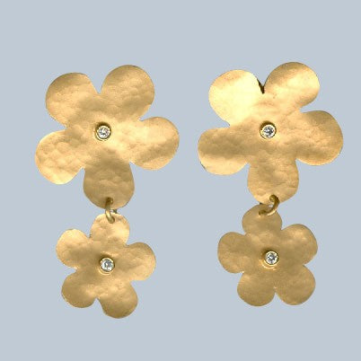 Plumeria Earrings with Diamonds