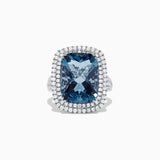 14K White Gold London Blue Topaz and Diamond Ring