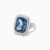 14K White Gold London Blue Topaz and Diamond Ring