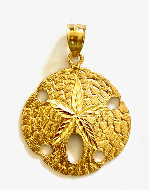14K Yellow Gold Sand Dollar Pendant