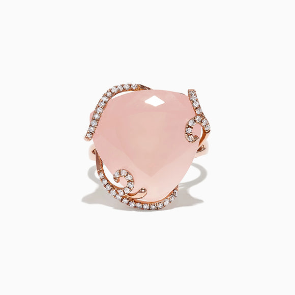 Rose Gold Diamond and Rose Quartz Ring