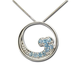Blue Topaz Wave Pendant