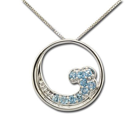 Blue Topaz Wave Pendant