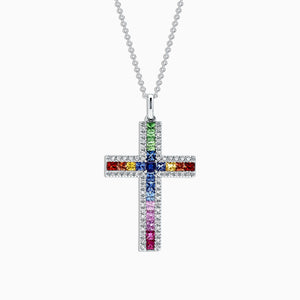 14K White Gold Cross Necklace