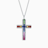 14K White Gold Cross Necklace