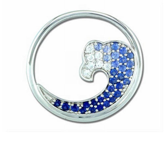 Wave Pendant with Graduated Blue Sapphies