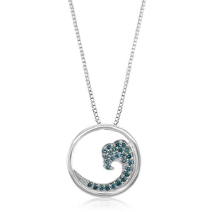 Blue Diamond Wave Pendant