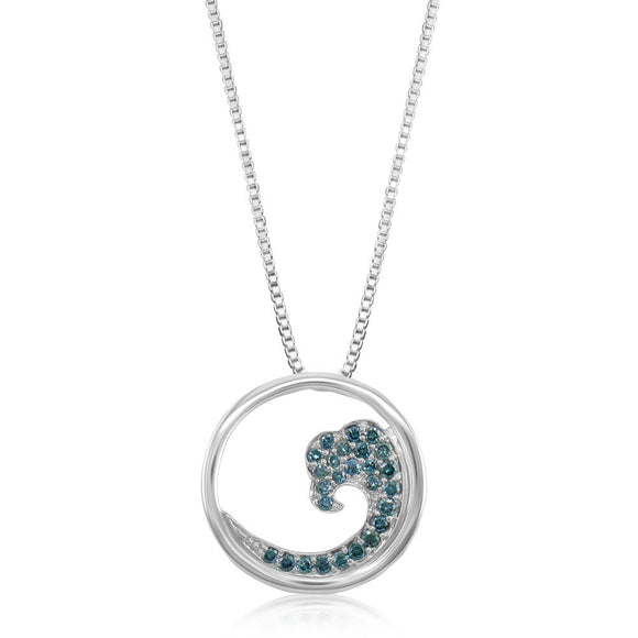 Blue Diamond Wave Pendant