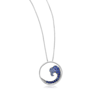 Blue Sapphire Wave Pendant